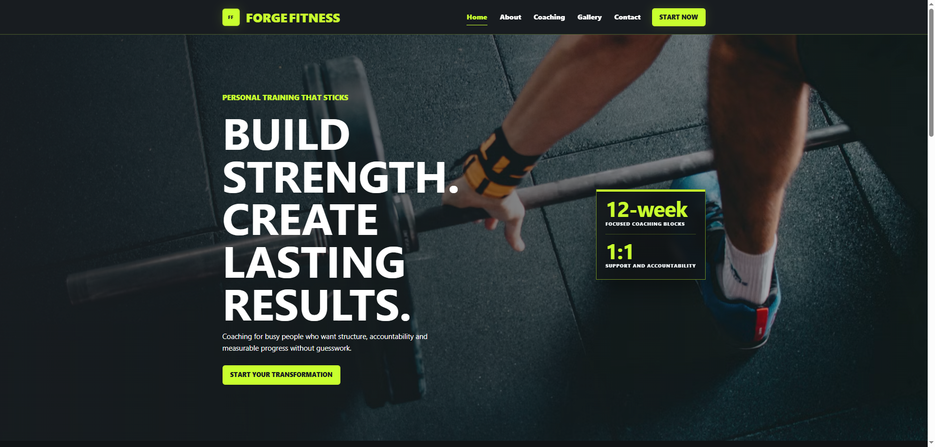 Personal trainer website preview